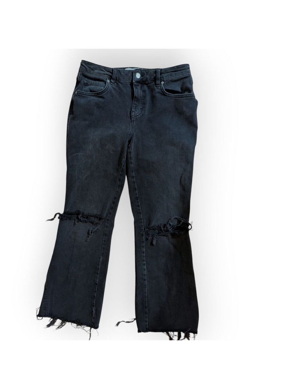 Free People Black Distressed Denim Ankle Jeans Size 28 - Picture 2 of 11